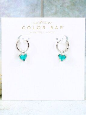 Kendra Scott Ari Heart Huggie London Blue Earrings Silver Tone December